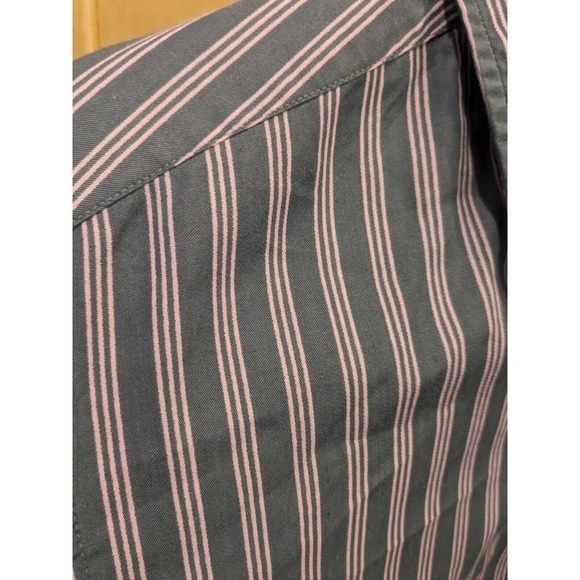 Hugo Boss Gray Pink Stripe Sharp Fit Long Sleeve Button Shirt MENS SZ Medium - Picture 3 of 4